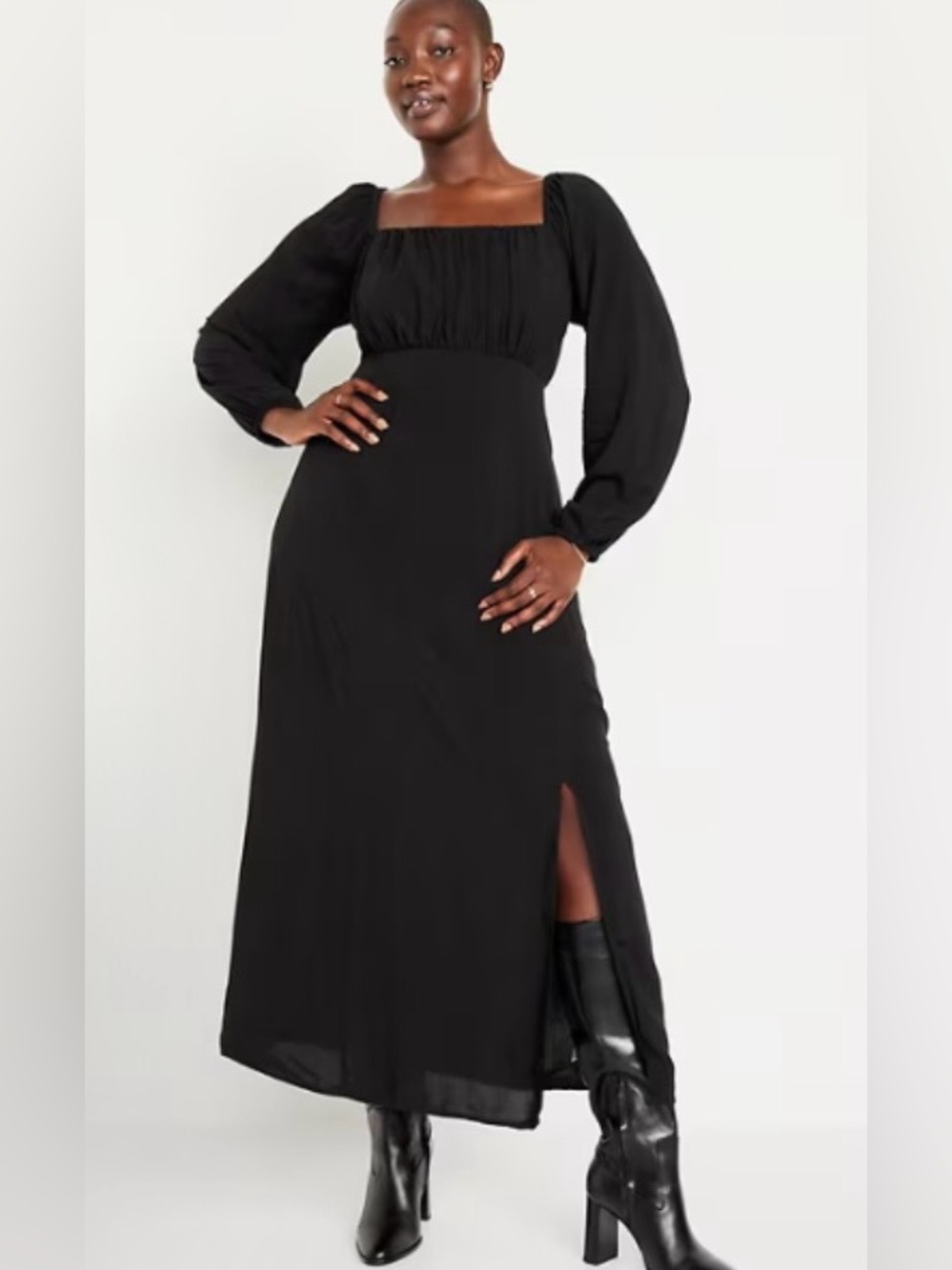 Old Navy Waist-Defined Square-Neck Maxi Dress XXL Black Whimsy Goth Victorian